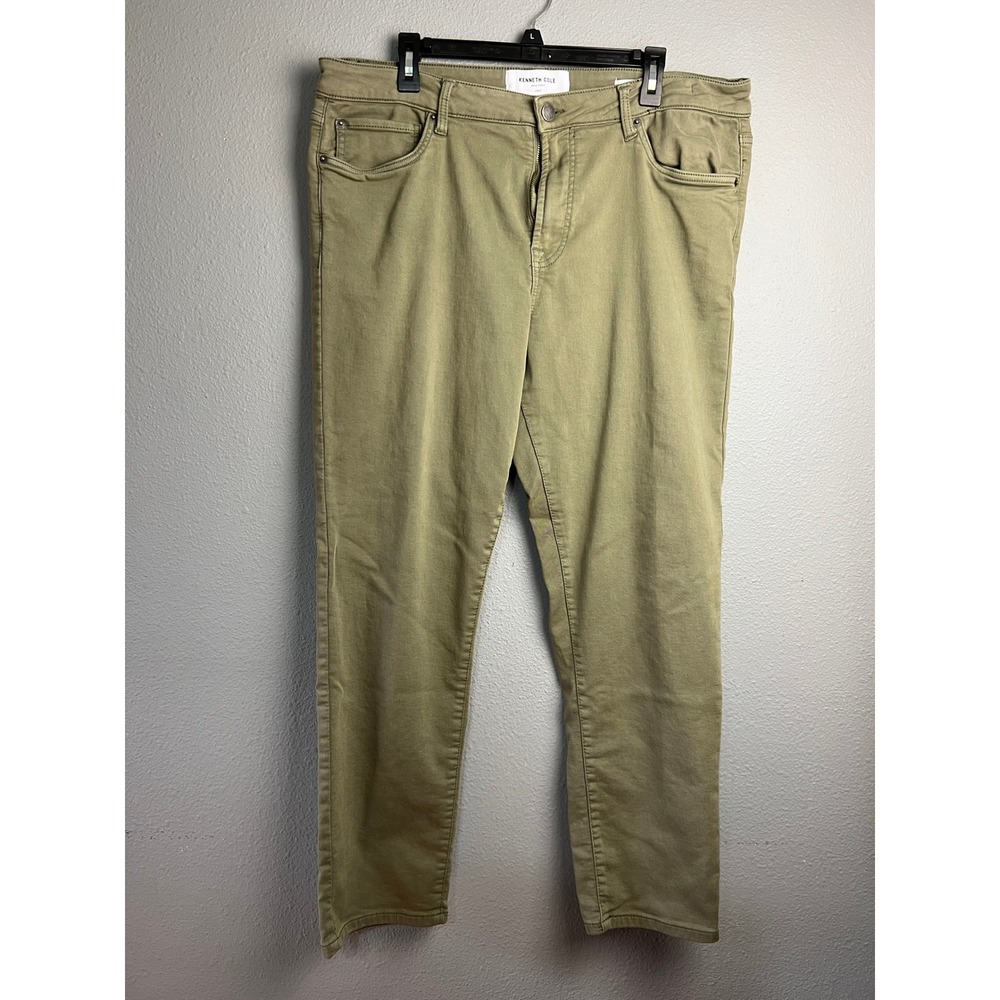 Kenneth Cole New York Mens 38x32 Athletic Fit Pants Olive Green Corpcore Cotton